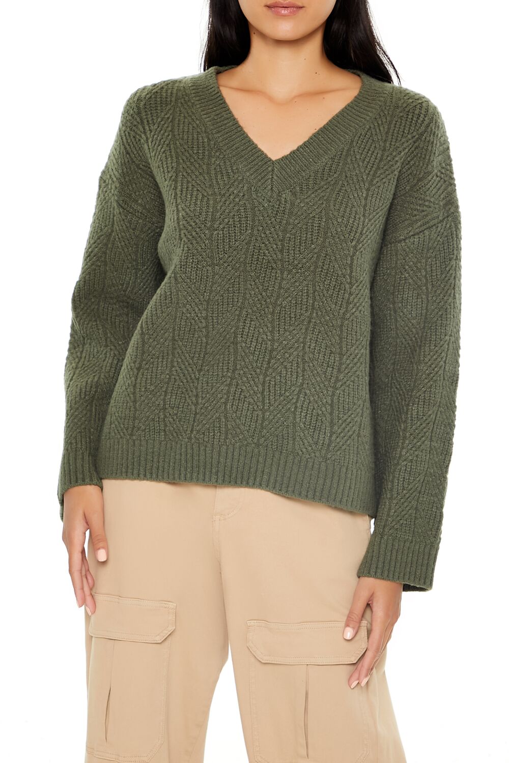 Geo V-Neck Drop-Sleeve Sweater | Forever 21 Women