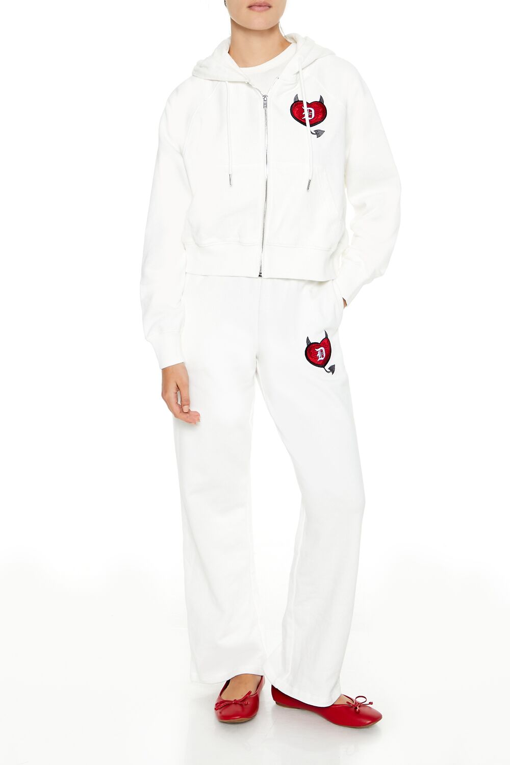 Embroidered Devil Heart Zip-Up Hoodie | Forever 21 Women