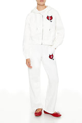 Embroidered Devil Heart Zip-Up Hoodie | Forever 21 Women