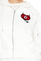 Embroidered Devil Heart Zip-Up Hoodie | Forever 21 Women