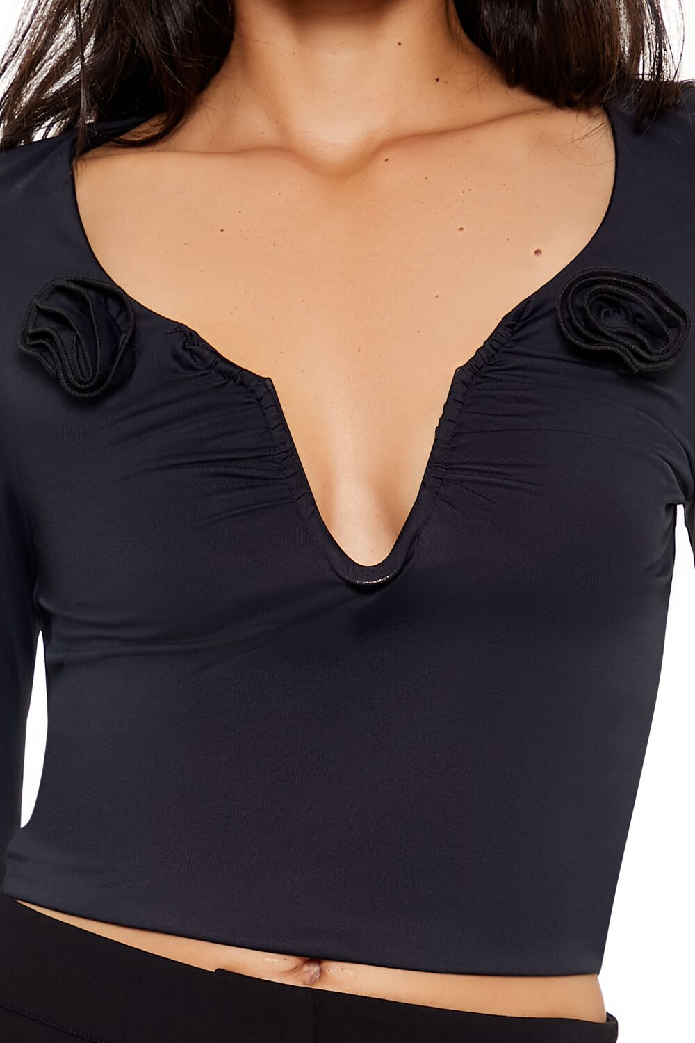 Rosette Long-Sleeve Crop Top | Forever 21 Women