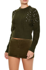 Faux Gem Cable Knit Sweater | Forever 21 Women