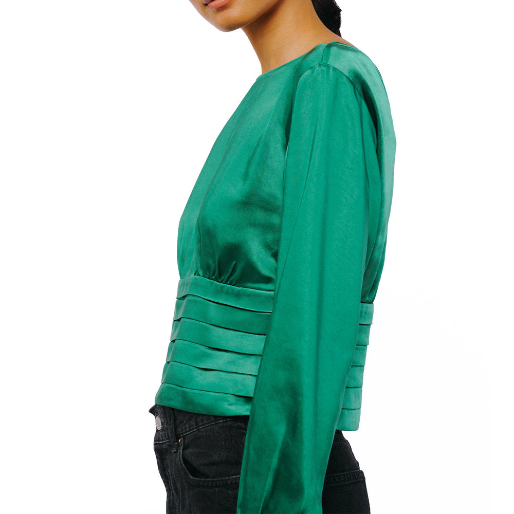 Fosi Pleated Waistband Satin Top | Forever 21 Women