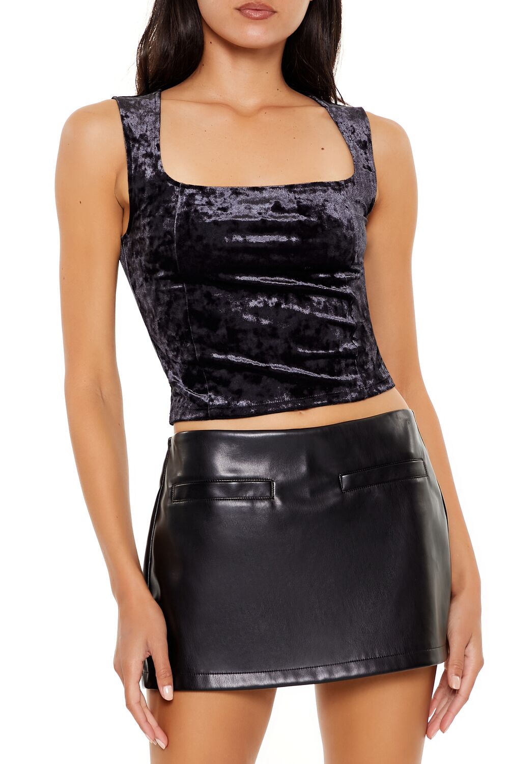 Crushed Velvet Crop Top | Forever 21 Women