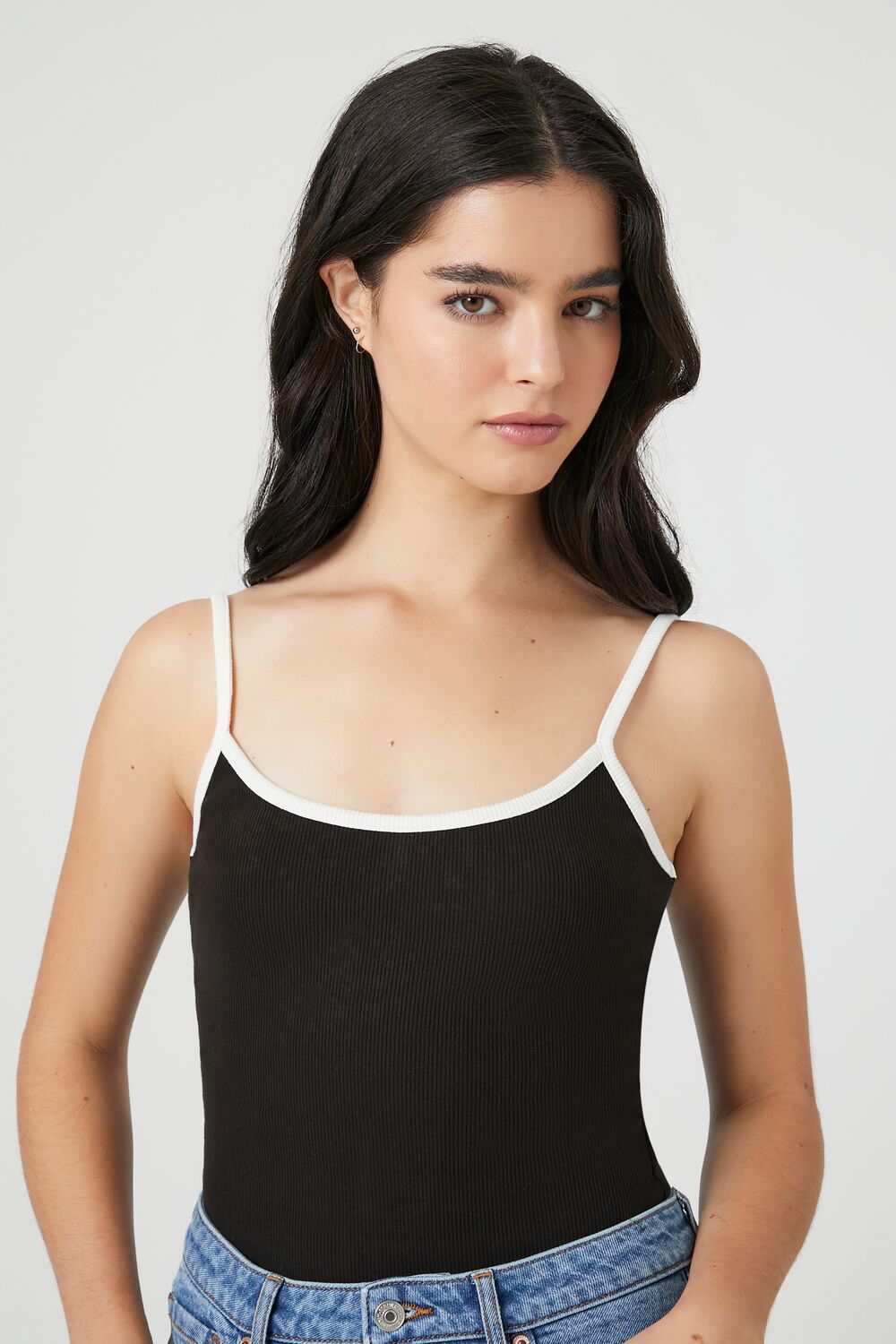 Ribbed Knit Ringer Cami Bodysuit | Forever 21 Women