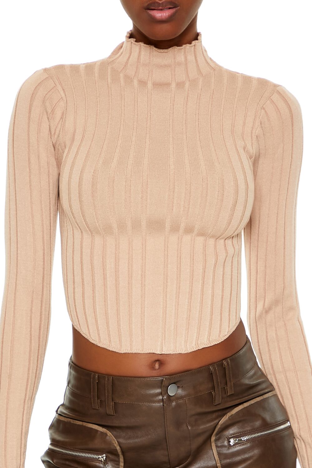 Ribbed Lettuce-Edge Crop Top | Forever 21 Women