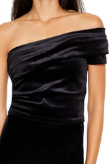 Velvet One-Shoulder Crop Top | Forever 21 Women
