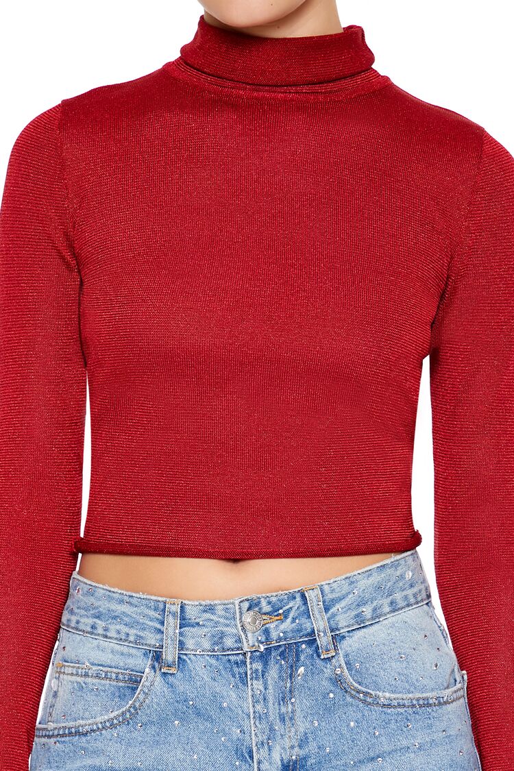 Glitter Knit Turtleneck Crop Top | Forever 21 Women