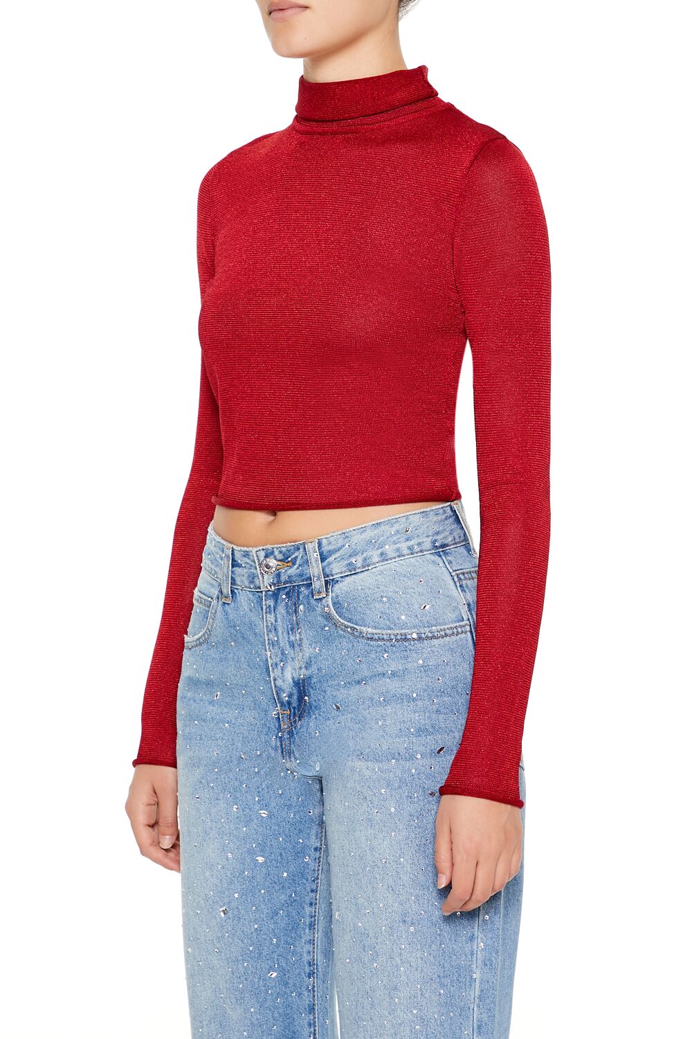 Glitter Knit Turtleneck Crop Top | Forever 21 Women