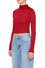 Glitter Knit Turtleneck Crop Top | Forever 21 Women