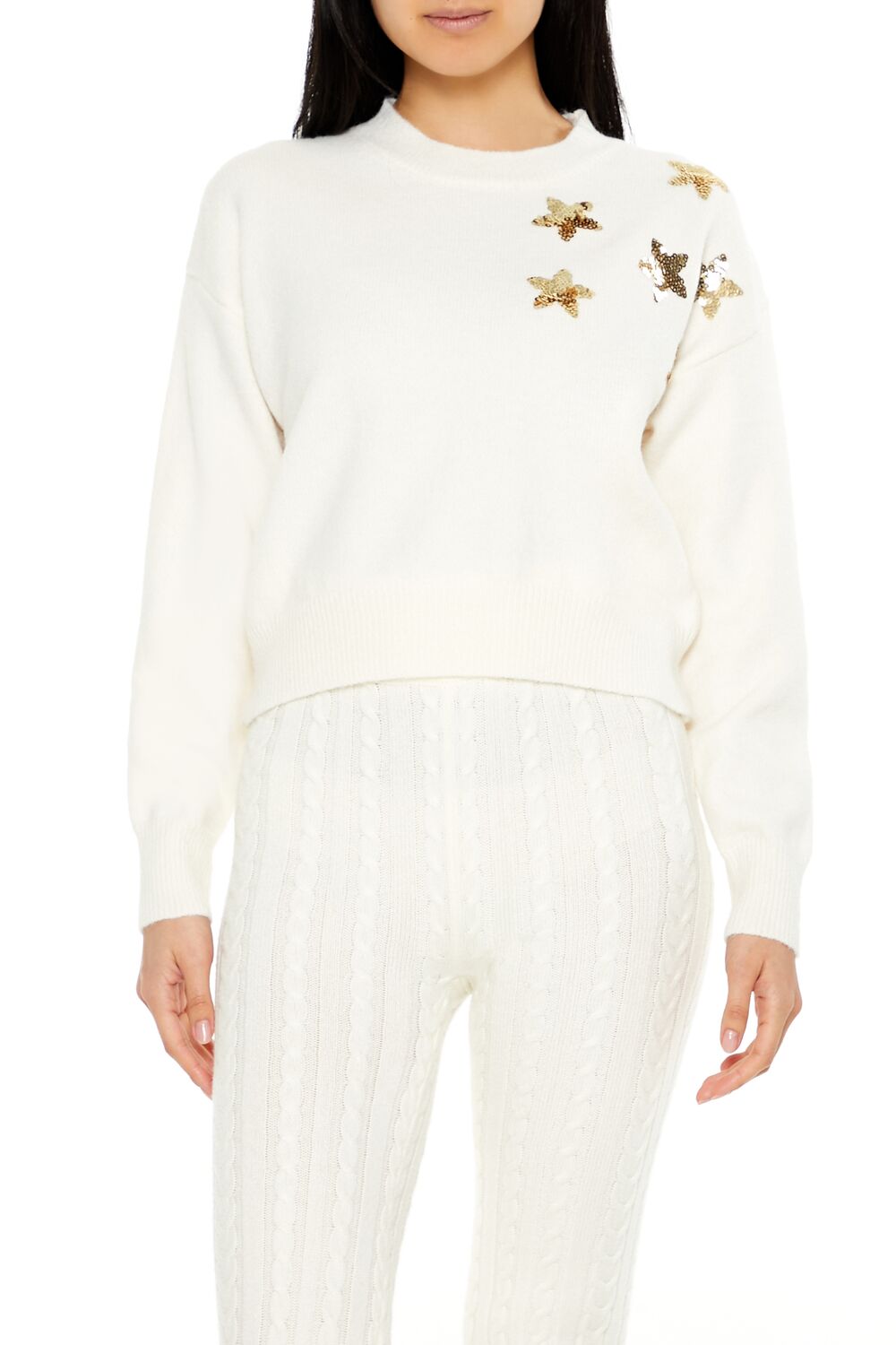 Sequin Star Drop-Sleeve Sweater | Forever 21 Women