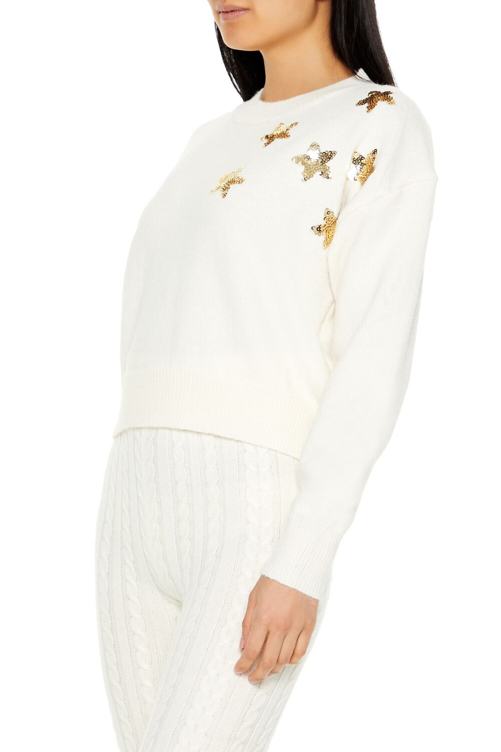 Sequin Star Drop-Sleeve Sweater | Forever 21 Women