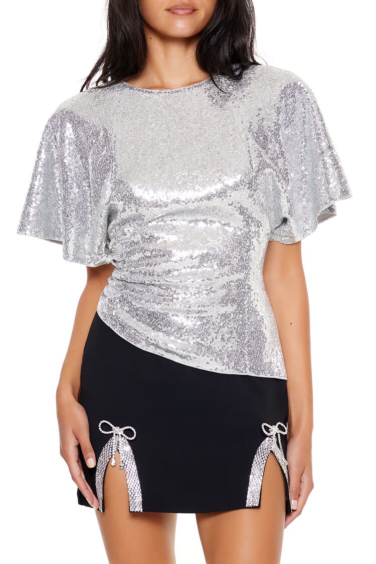 Sequin Butterfly-Sleeve Top | Forever 21 Women