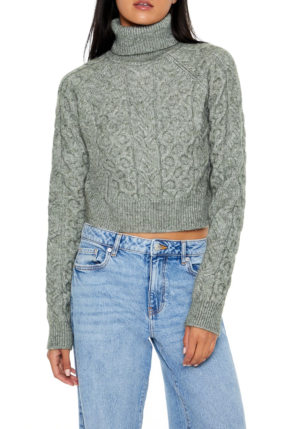 Cropped Cable Knit Turtleneck Sweater | Forever 21 Women