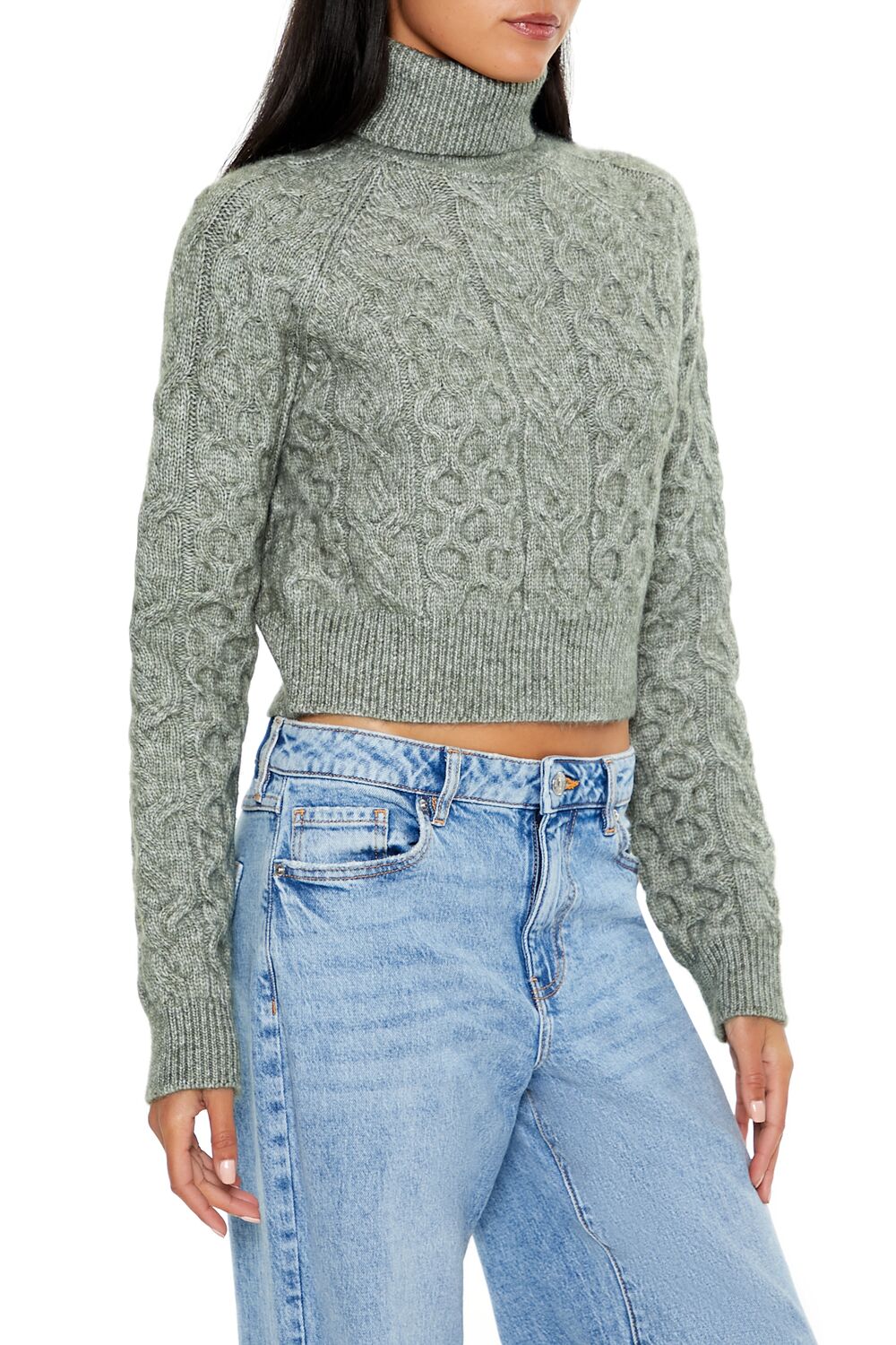 Cropped Cable Knit Turtleneck Sweater | Forever 21 Women