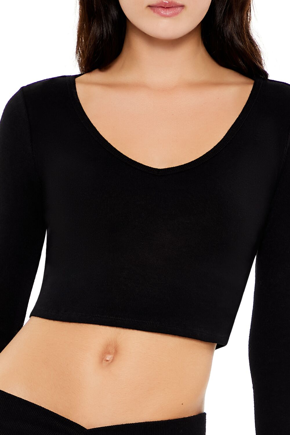 V-Neck Long-Sleeve Crop Top | Forever 21 Women