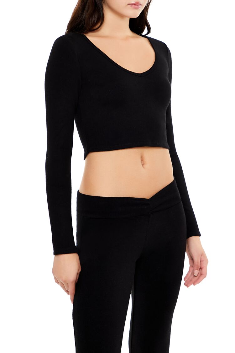 V-Neck Long-Sleeve Crop Top | Forever 21 Women