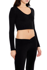 V-Neck Long-Sleeve Crop Top | Forever 21 Women