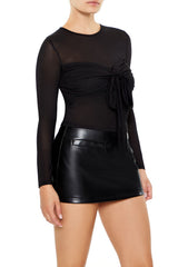 Ruched Mesh Tie-Front Top | Forever 21 Women
