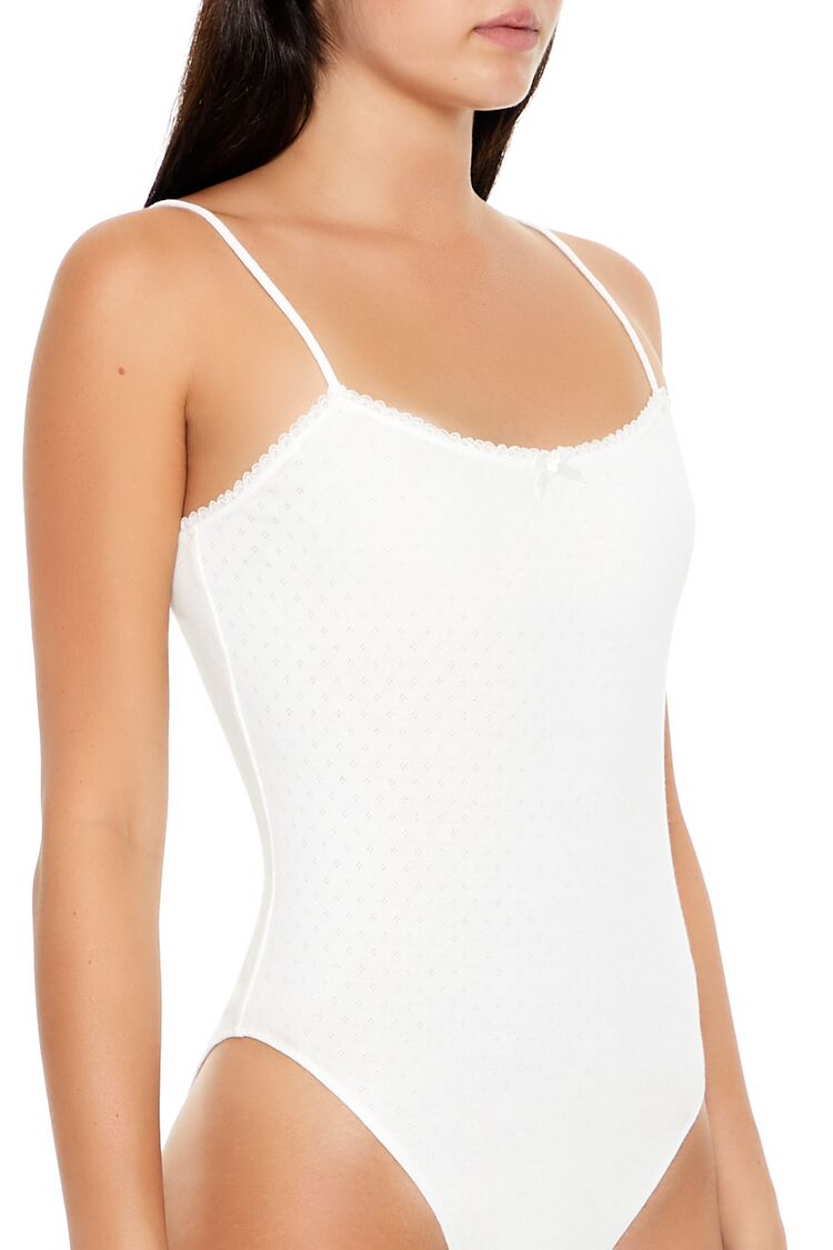 Pointelle Bow Cami Bodysuit | Forever 21 Women