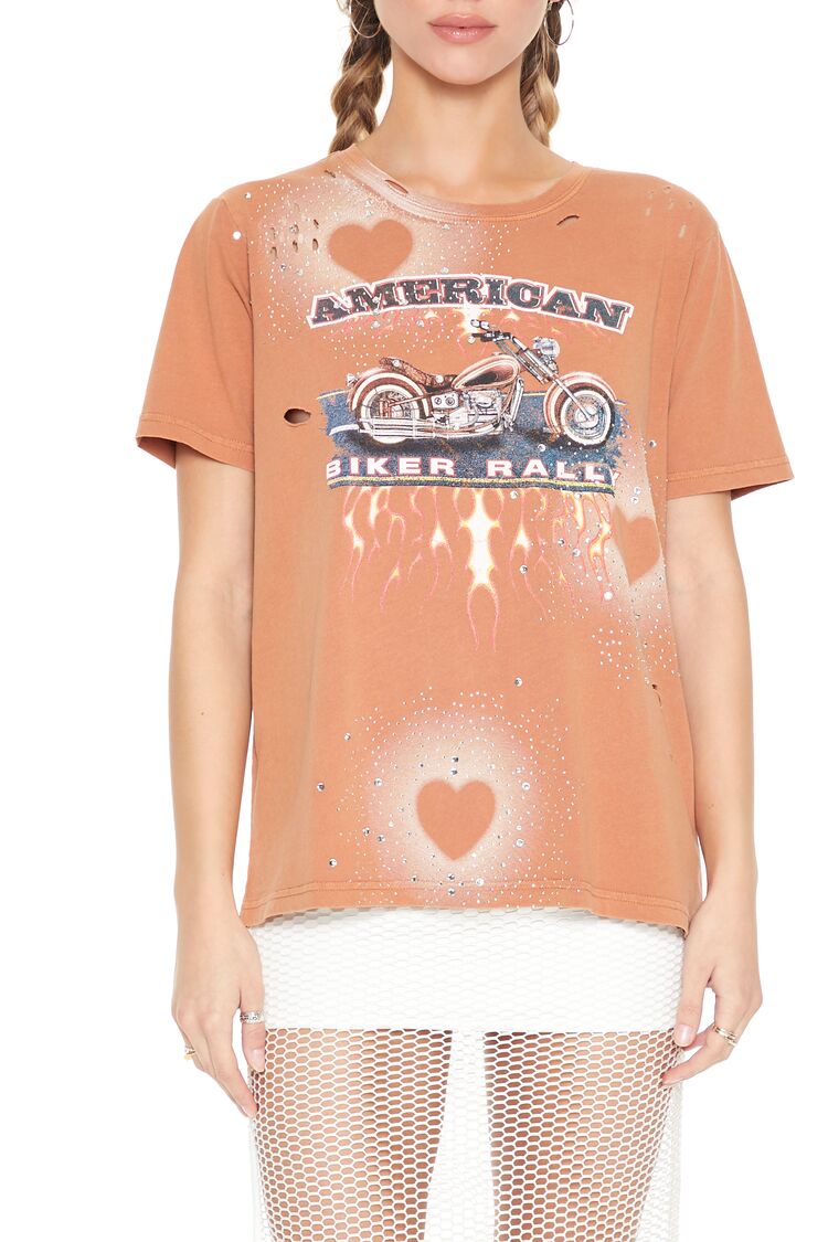 Rhinestone Biker Rally Tee | Forever 21 Women