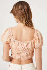 Shirred Puff-Sleeve Crop Top | Forever 21 Women