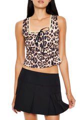 Satin Leopard Print Ribbon Crop Top | Forever 21 Women