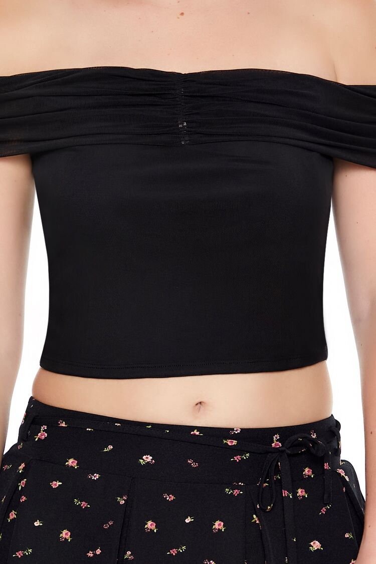 Mesh Off-the-Shoulder Crop Top | Forever 21 Women