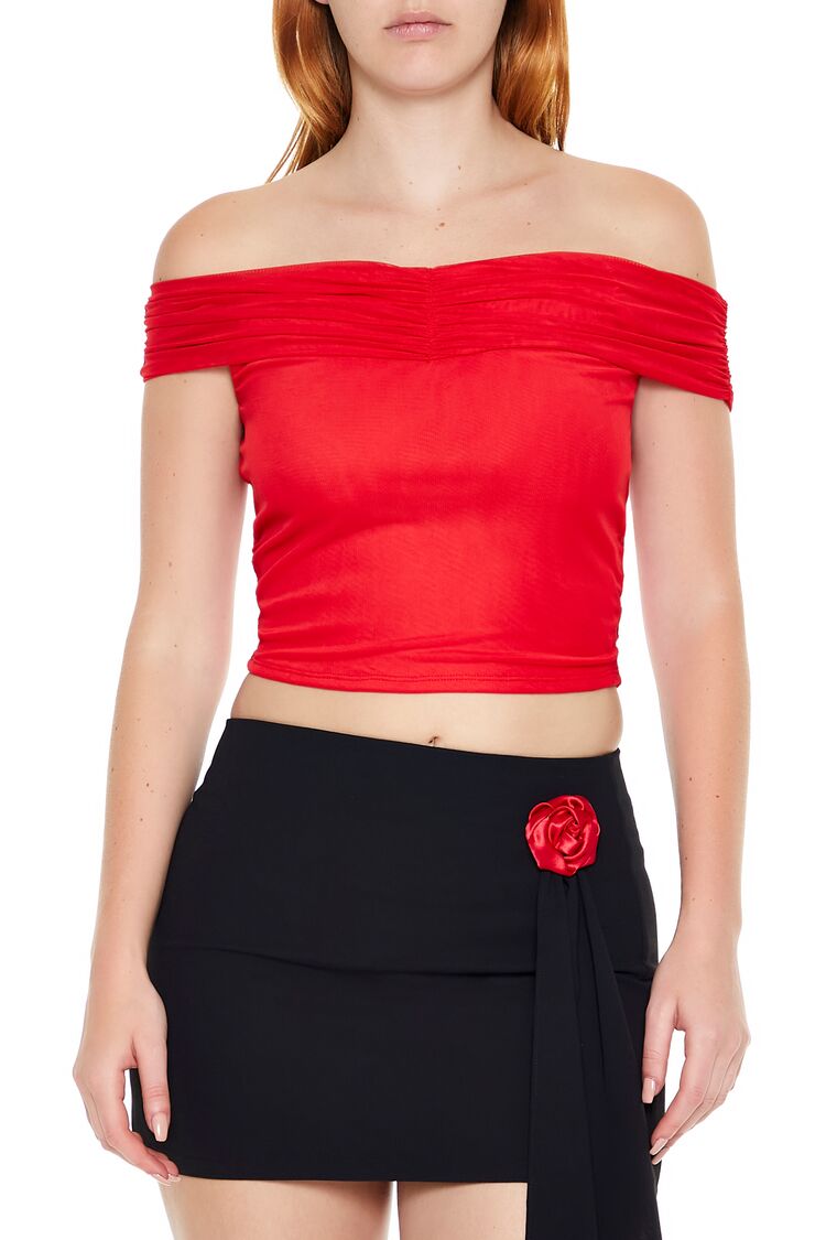 Mesh Off-the-Shoulder Crop Top | Forever 21 Women