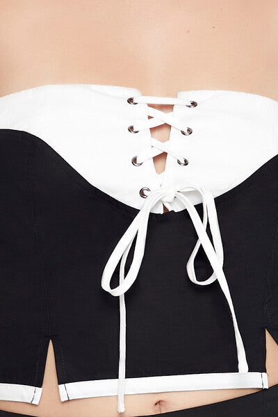 Colorblock Lace-Up Tube Crop Top | Forever 21 Women