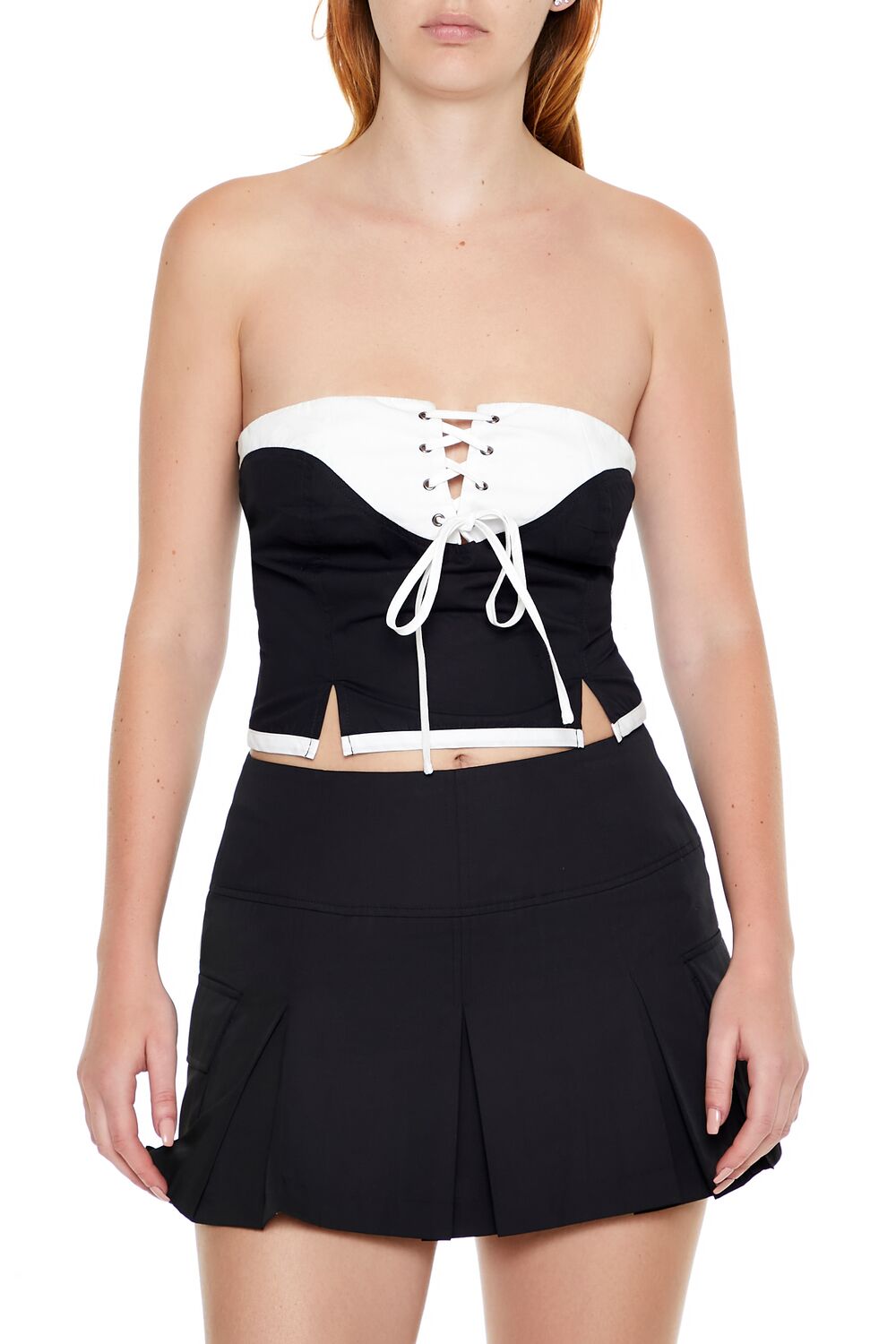 Colorblock Lace-Up Tube Crop Top | Forever 21 Women