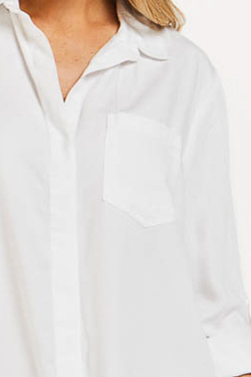 Riley Rolled Tab Sleeve Button Down Shirt Double Chest Pockets | Forever 21 Women