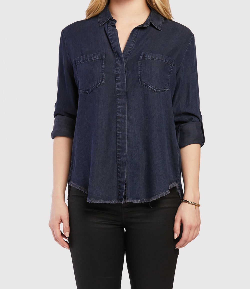 Riley Rolled Tab Sleeve Button Down Shirt Double Chest Pockets | Forever 21 Women