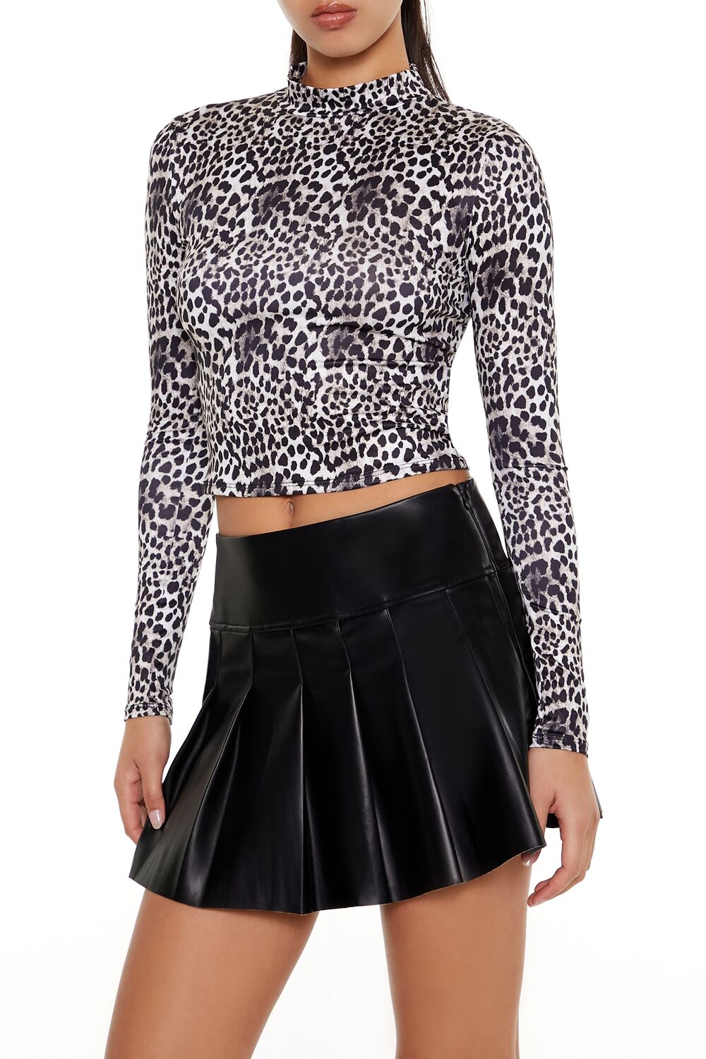 Leopard Mock Neck Crop Top | Forever 21 Women