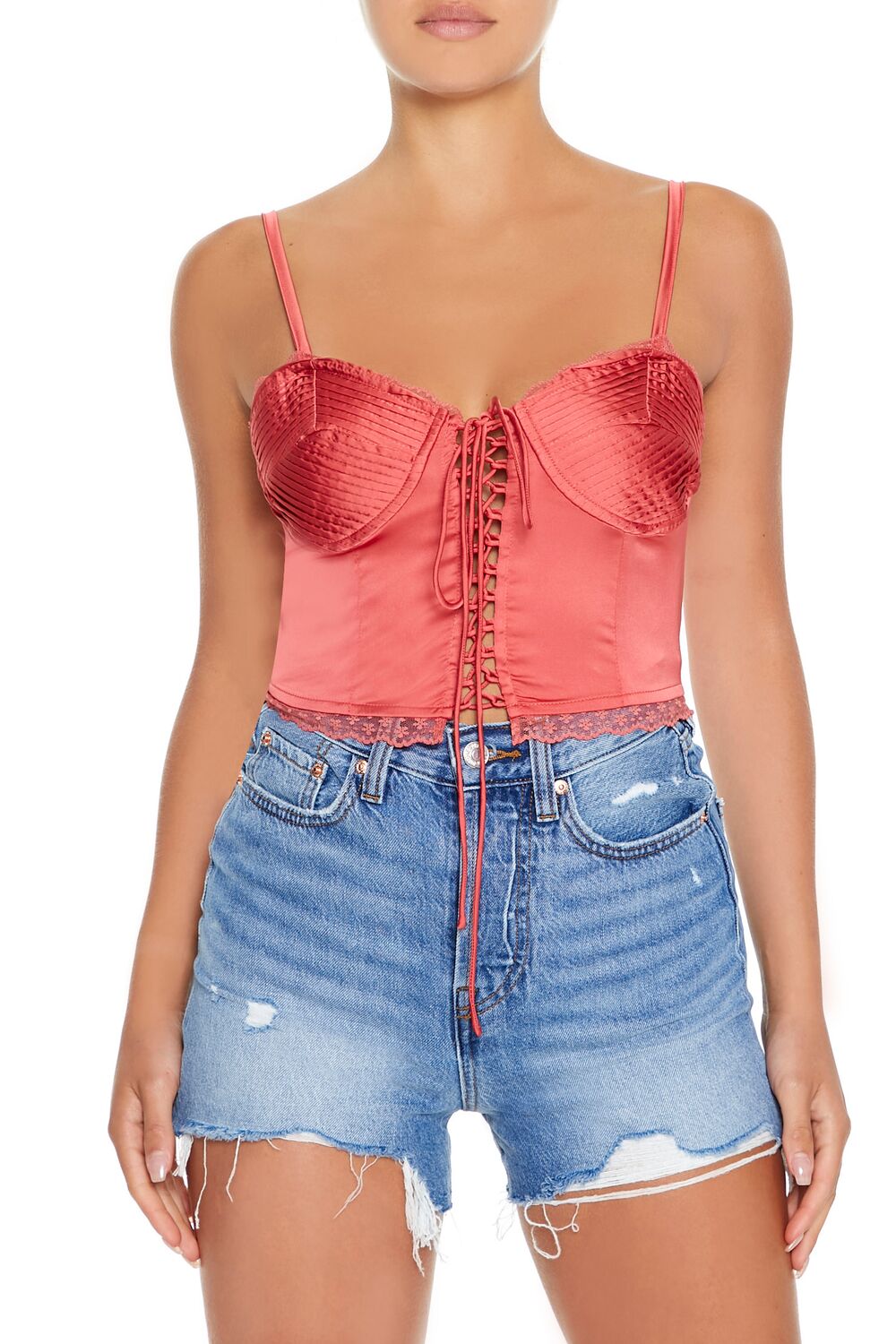 Satin Lace-Up Bustier Cami | Forever 21 Women