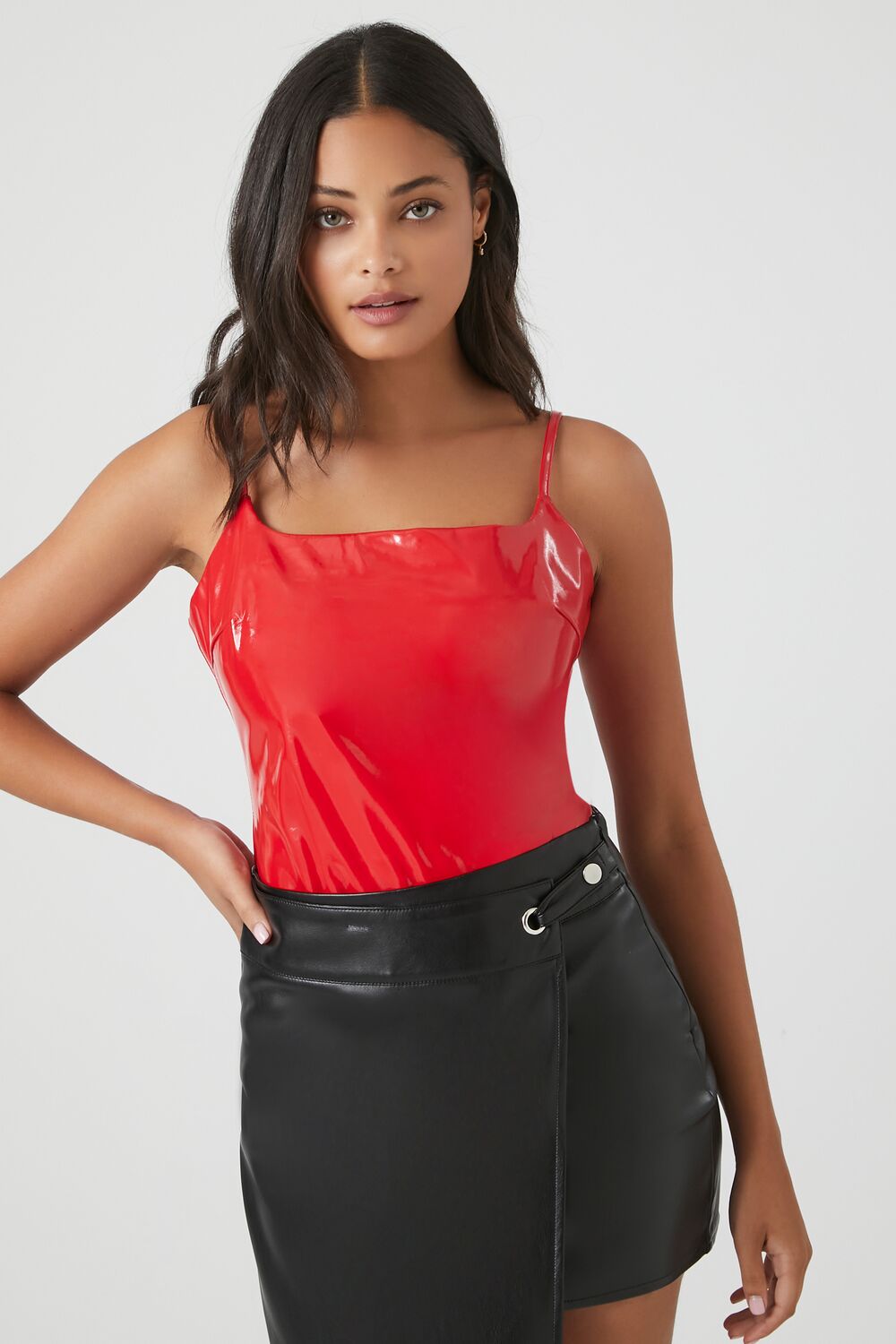 Faux Patent Leather Bodysuit | Forever 21 Women