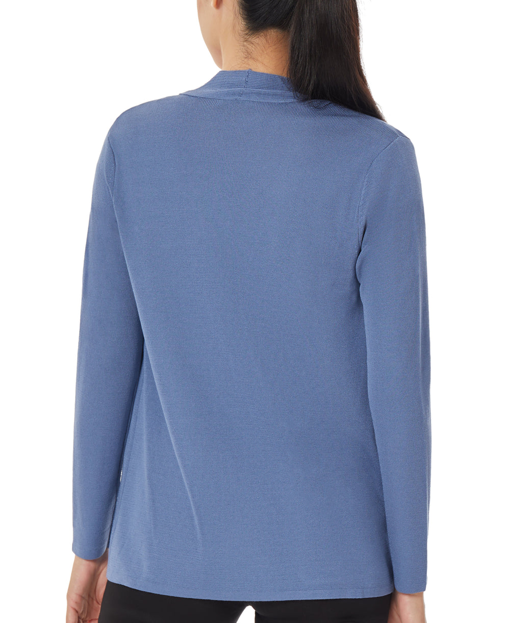Open Front Ribbed Blue Icon Cardigan | Forever 21 Women
