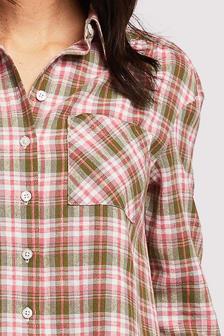 Long Sleeve Button Down Shirt, Chest Patch Pockets Shirred Shoulder De | Forever 21 Women