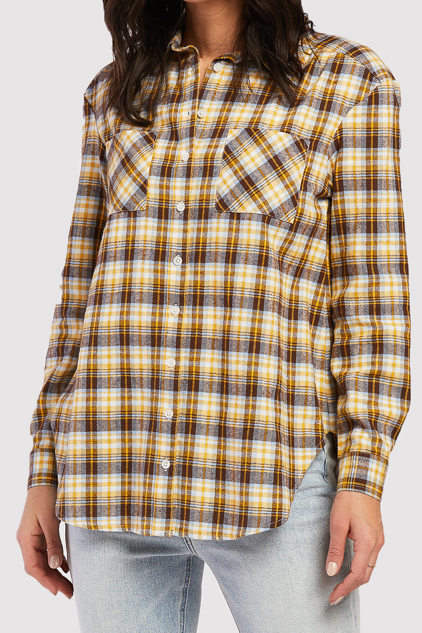 Long Sleeve Button Down Shirt, Chest Patch Pockets Shirred Shoulder De | Forever 21 Women