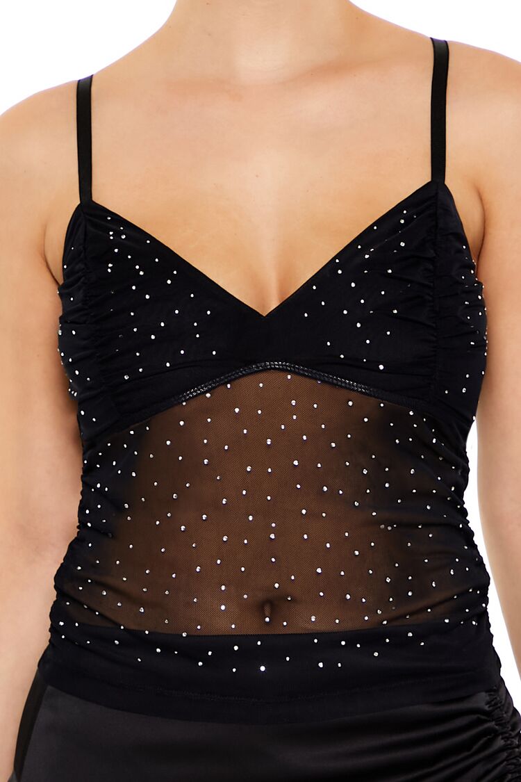 Sheer Mesh Rhinestone Cami | Forever 21 Women