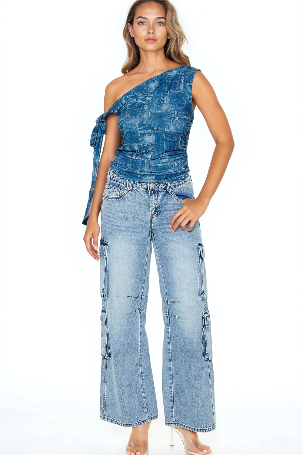 Denim Print Off-the-Shoulder Top | Forever 21 Women