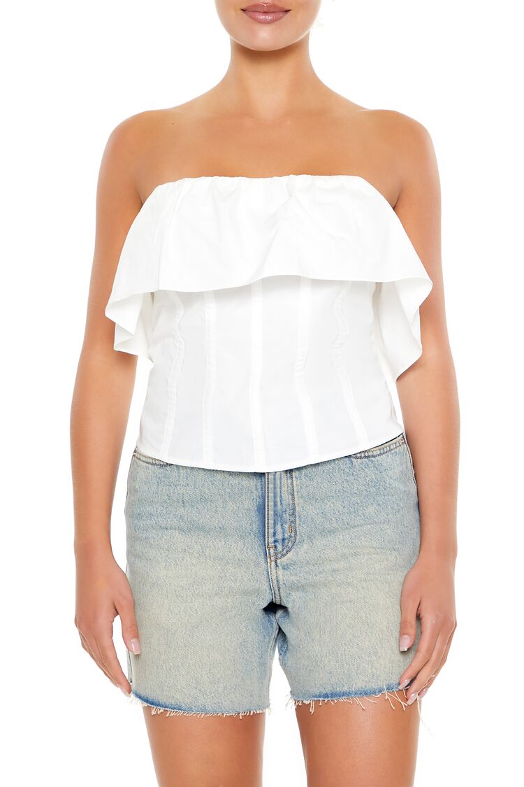 Poplin Flounce Tube Top | Forever 21 Women