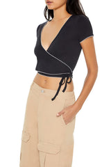 Pointelle Cropped Wrap Top | Forever 21 Women
