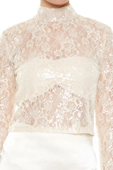 Sheer Lace Sequin Mock Neck Top | Forever 21 Women