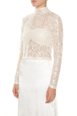 Sheer Lace Sequin Mock Neck Top | Forever 21 Women