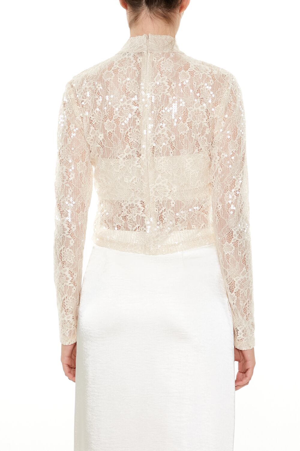 Sheer Lace Sequin Mock Neck Top | Forever 21 Women