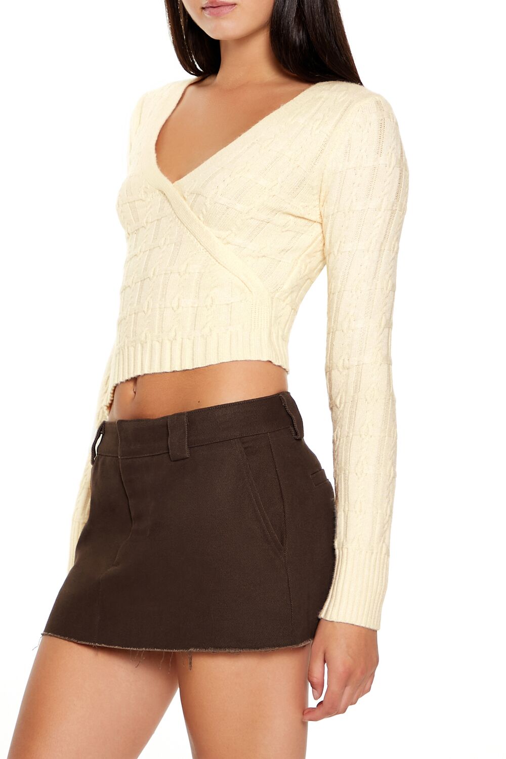 Surplice Textured Cropped Sweater | Forever 21 Women