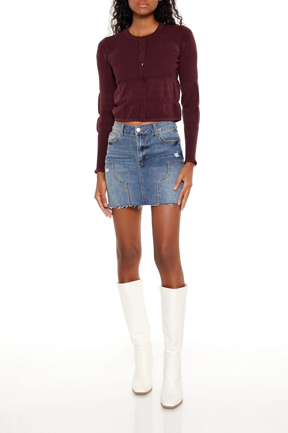 Mixed Knit Cardigan Sweater | Forever 21 Women