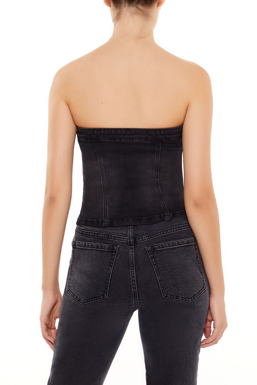 Denim Zip-Front Cropped Tube Top | Forever 21 Women