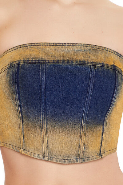 Sandblasted Denim Tube Crop Top | Forever 21 Women